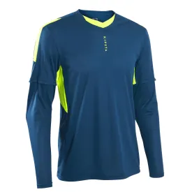 Adult goalkeeper T-shirt Kipsta F500, blue/neon yellow