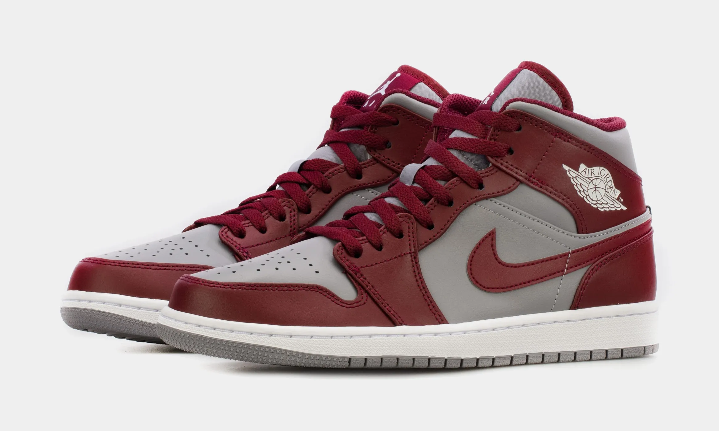 Air Jordan 1 Retro Mid Cherrywood Red Mens Lifestyle Shoes (Grey/Red) Free Shipping