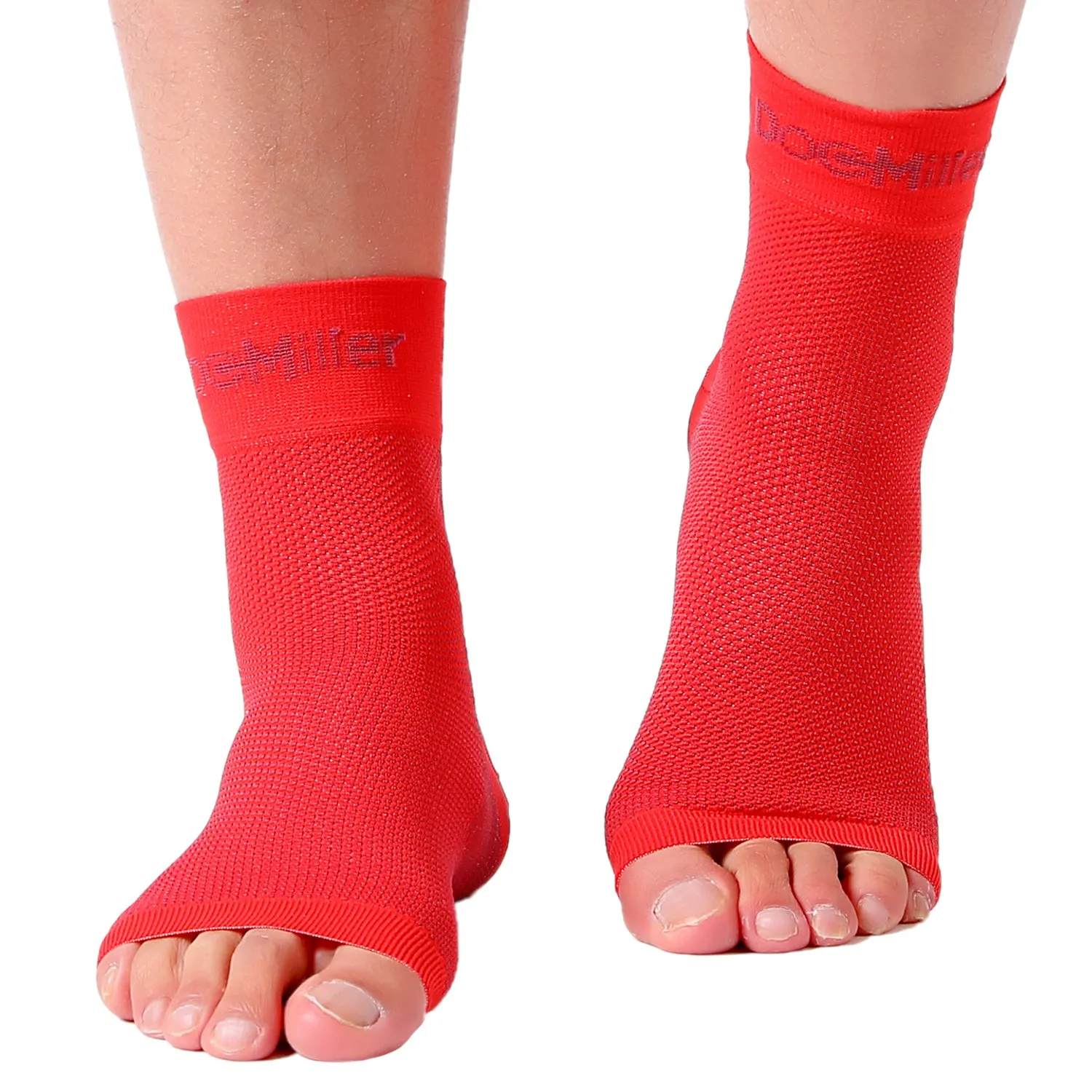 Doc Miller Plantar Fasciitis Socks 30-40 mmHg Medical Grade Compression Foot Sleeves RED