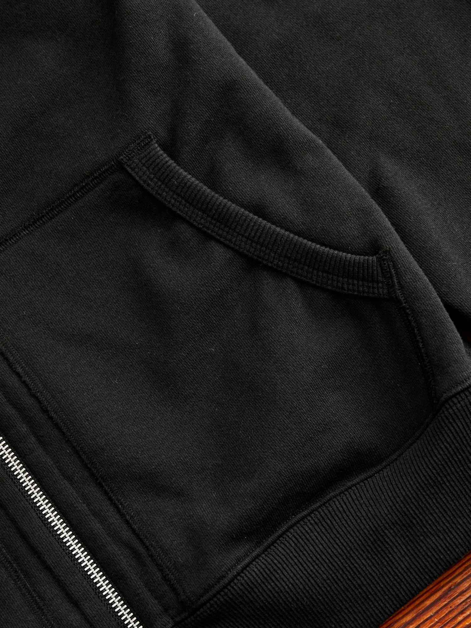 Heavyweight Fleece Full Zip Hoodie in Black