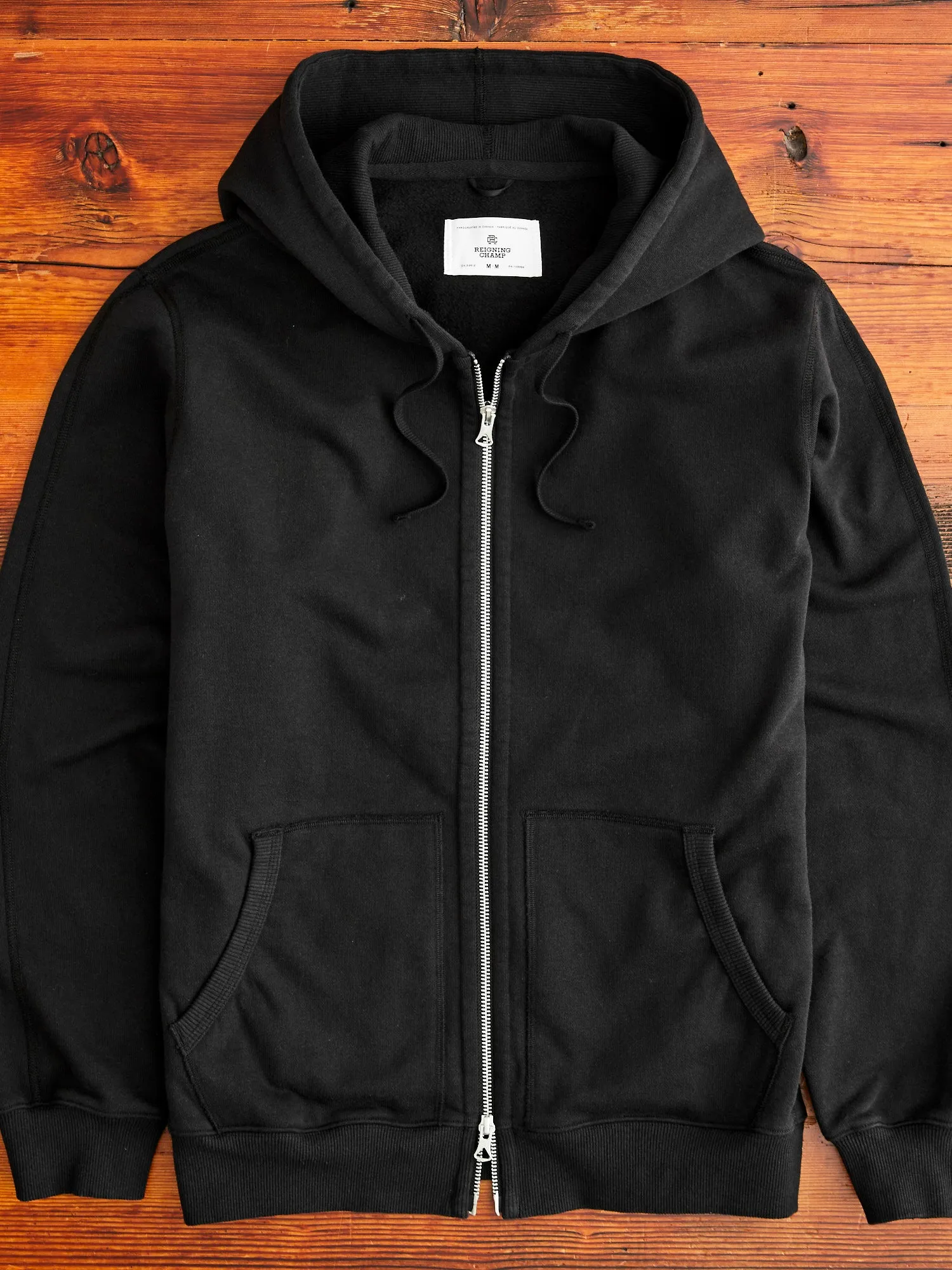 Heavyweight Fleece Full Zip Hoodie in Black