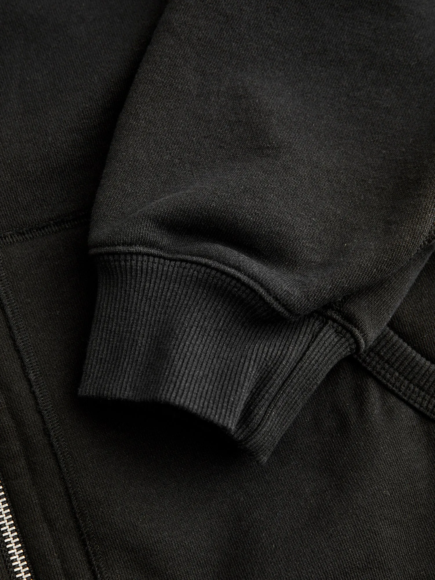 Heavyweight Fleece Full Zip Hoodie in Black