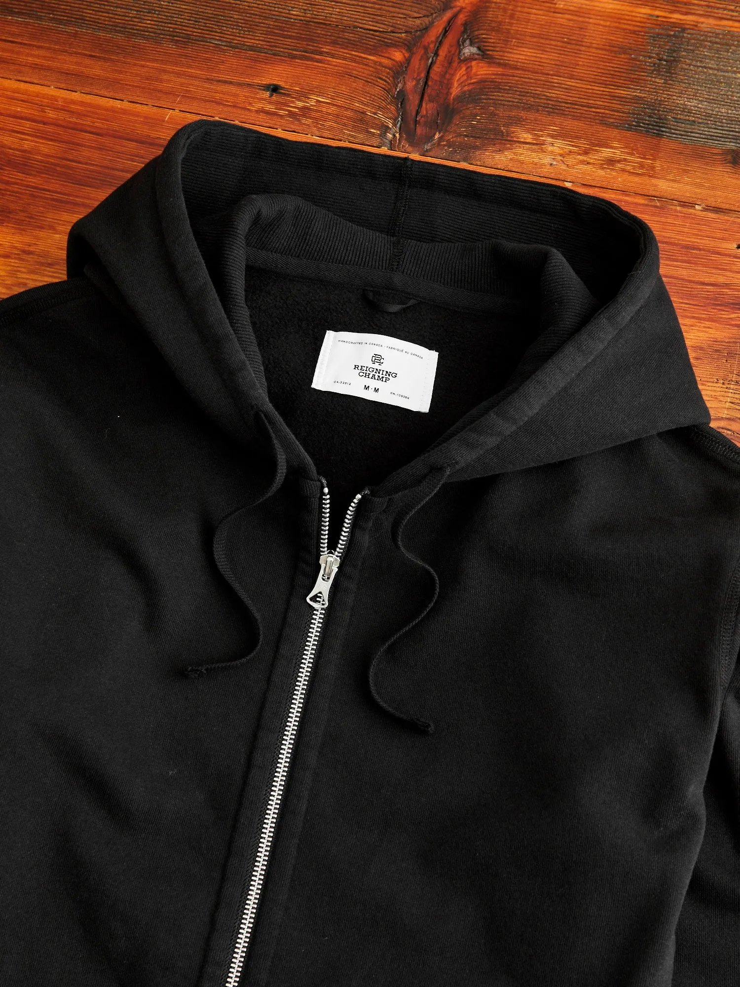 Heavyweight Fleece Full Zip Hoodie in Black