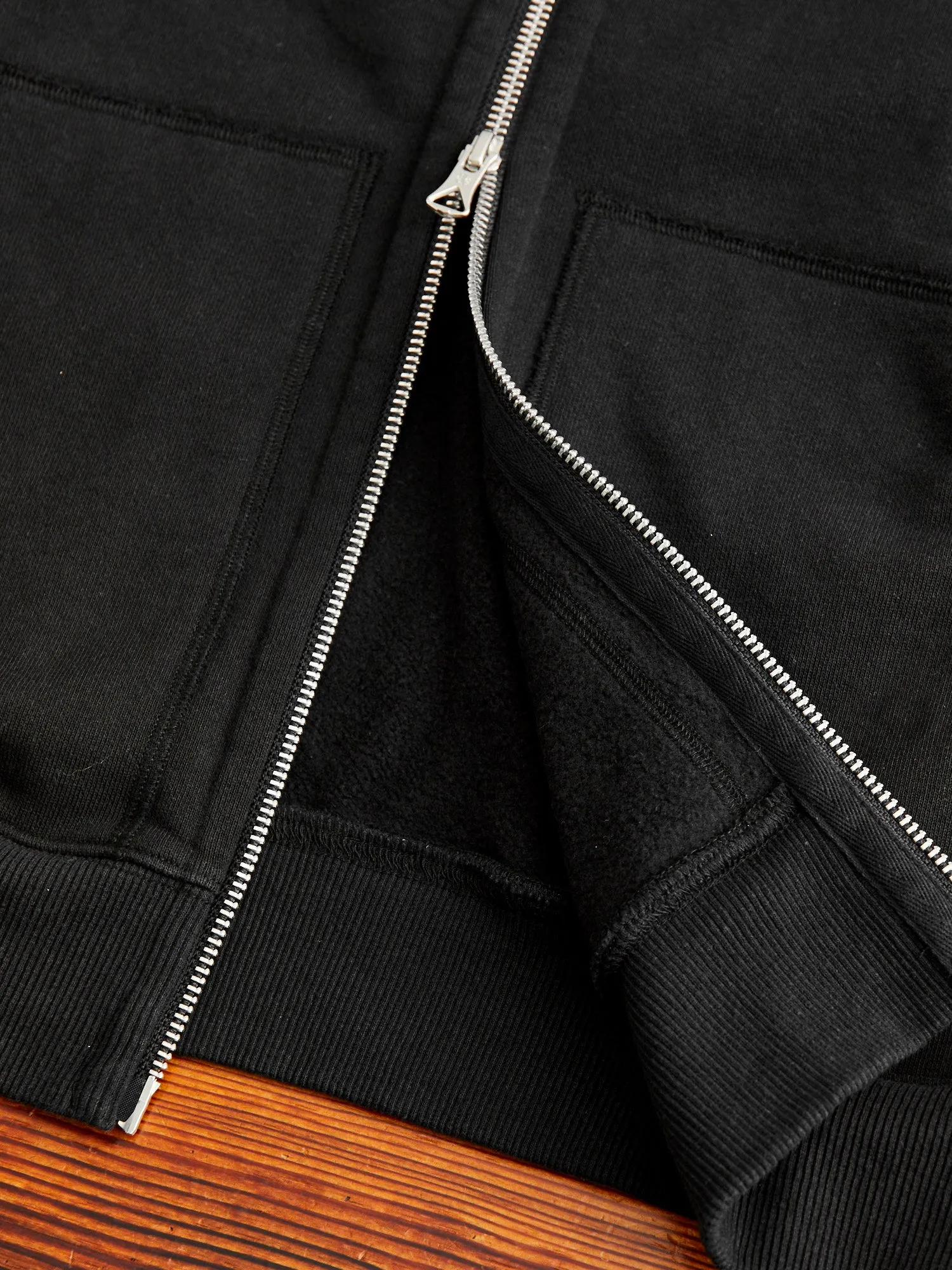 Heavyweight Fleece Full Zip Hoodie in Black