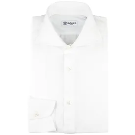 Long Sleeved Polo Shirt - Wide Spread - White - Regular Fit