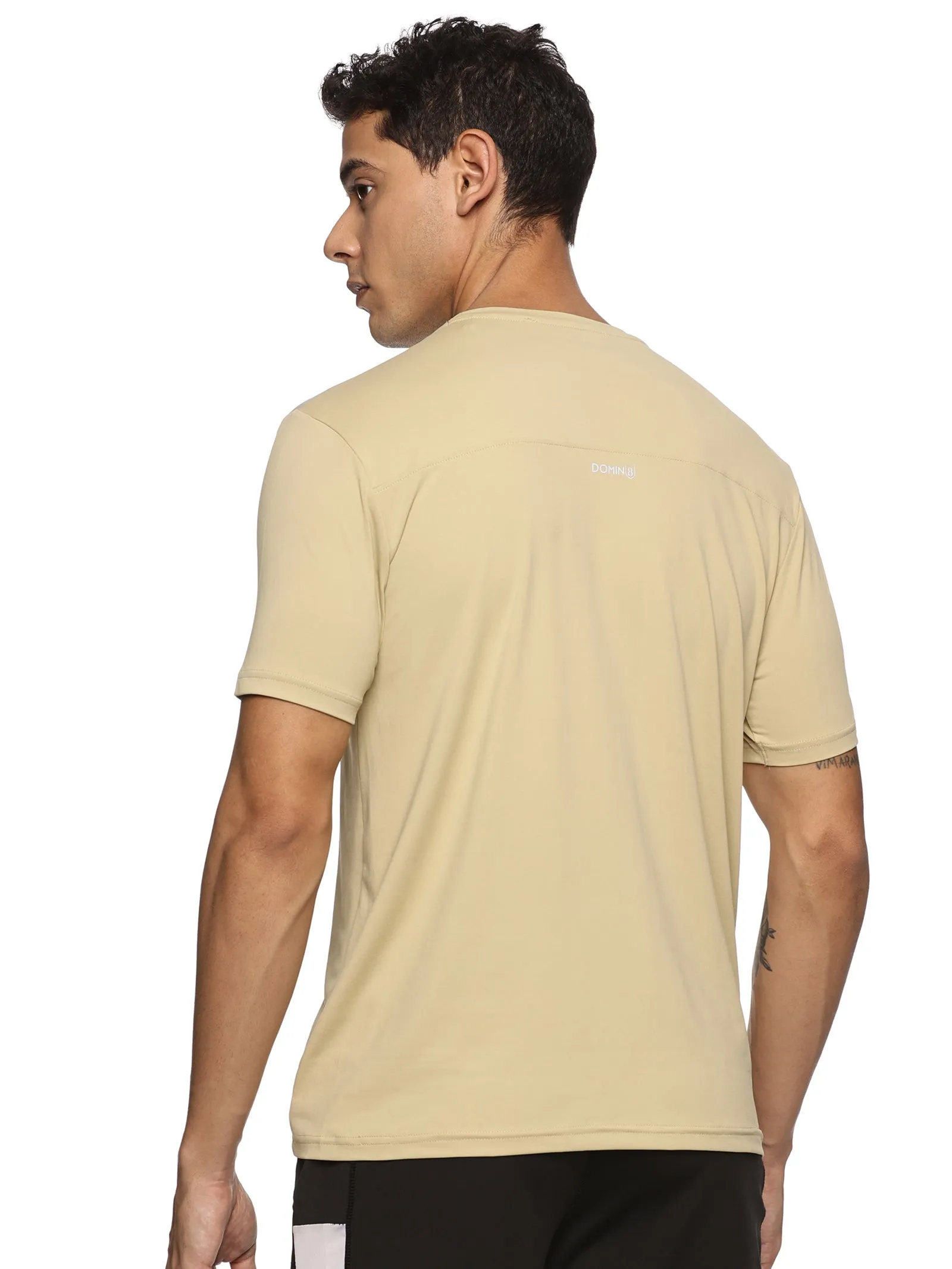 Men Kooltex Solid High Performance Training T-Shirt (Beige)