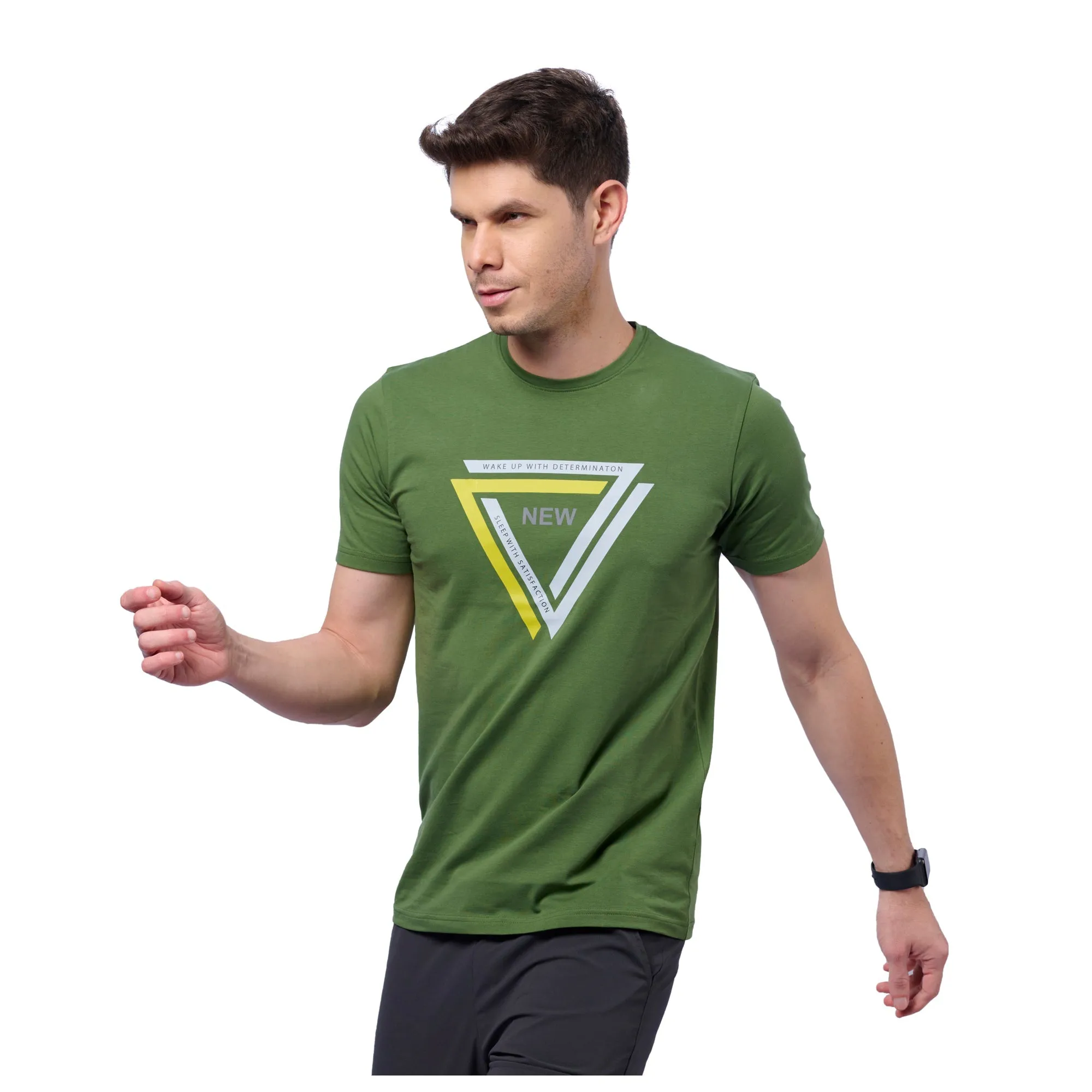 Men's 95% Organic Chest Printed T-Shirt for Running/Training/ Gym workout/sports