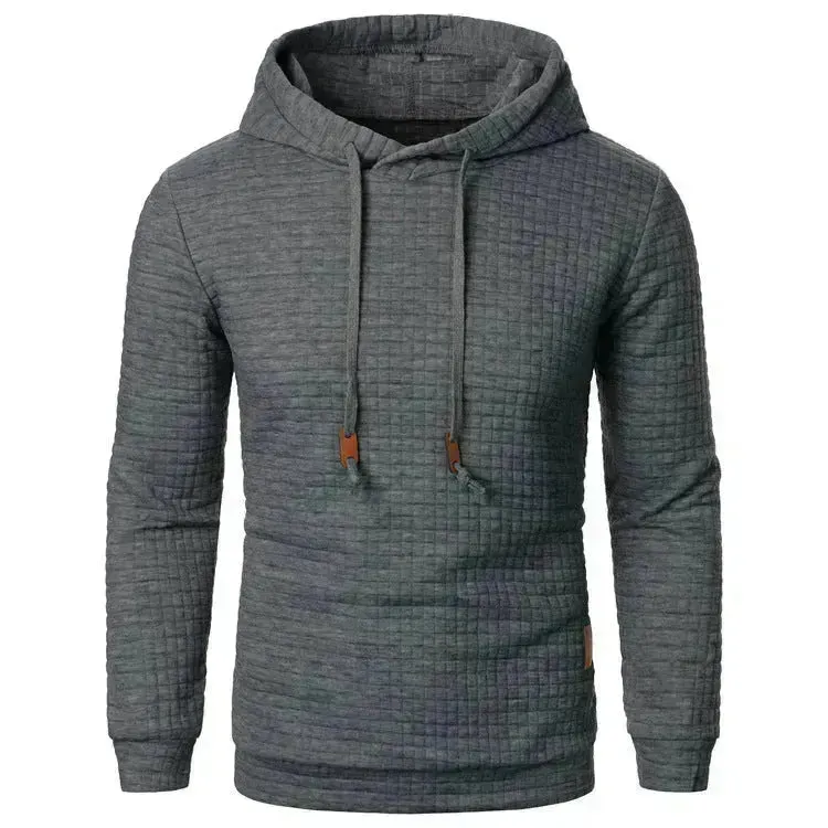 Men's Jacquard Sweatshirt Long-sleeved Hoodie Warm Color  Sports Pullover Top