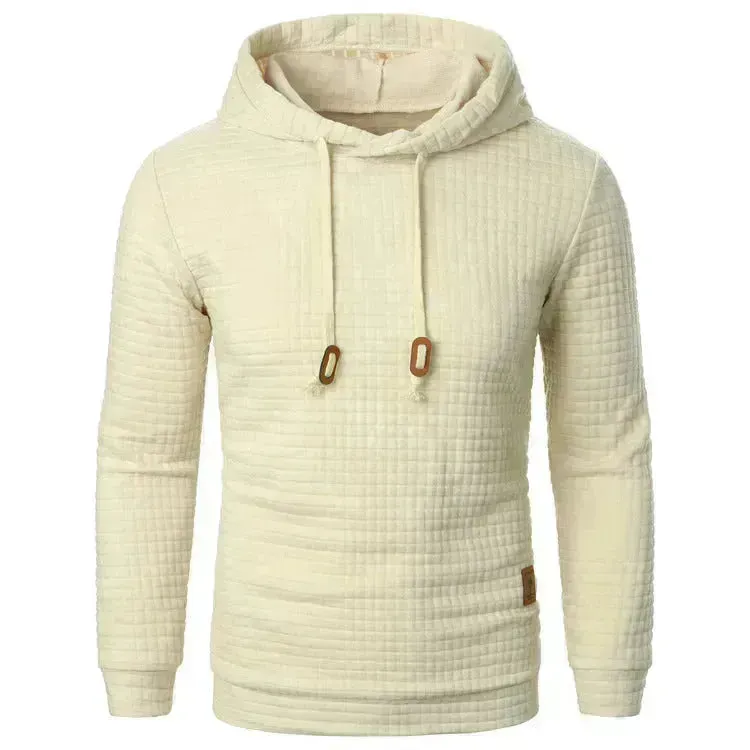 Men's Jacquard Sweatshirt Long-sleeved Hoodie Warm Color  Sports Pullover Top