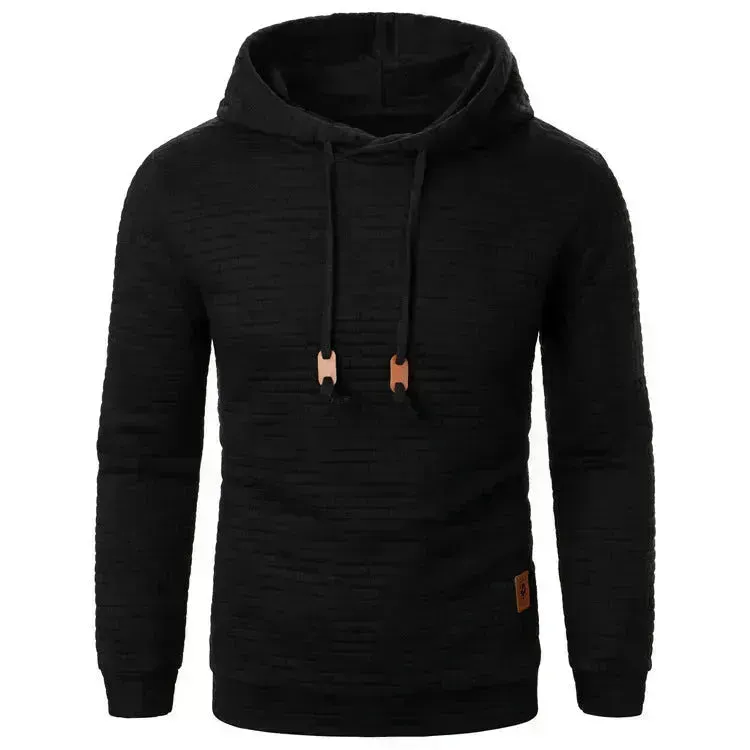 Men's Jacquard Sweatshirt Long-sleeved Hoodie Warm Color  Sports Pullover Top