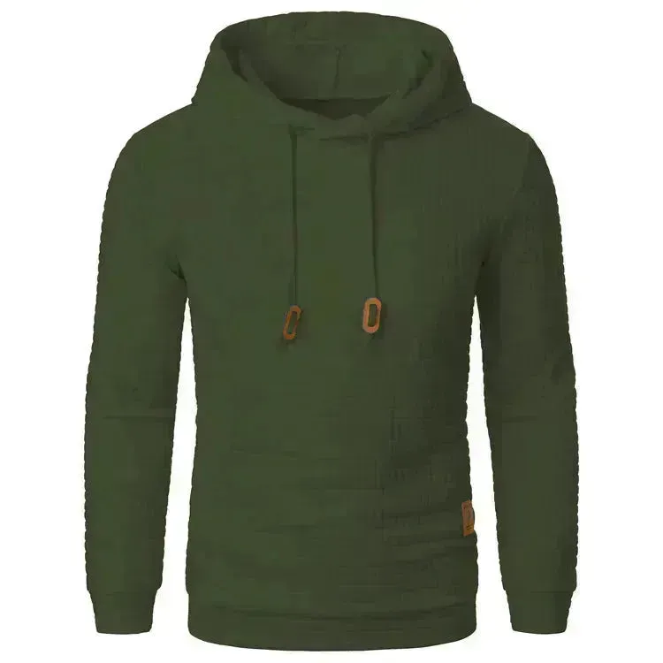 Men's Jacquard Sweatshirt Long-sleeved Hoodie Warm Color  Sports Pullover Top