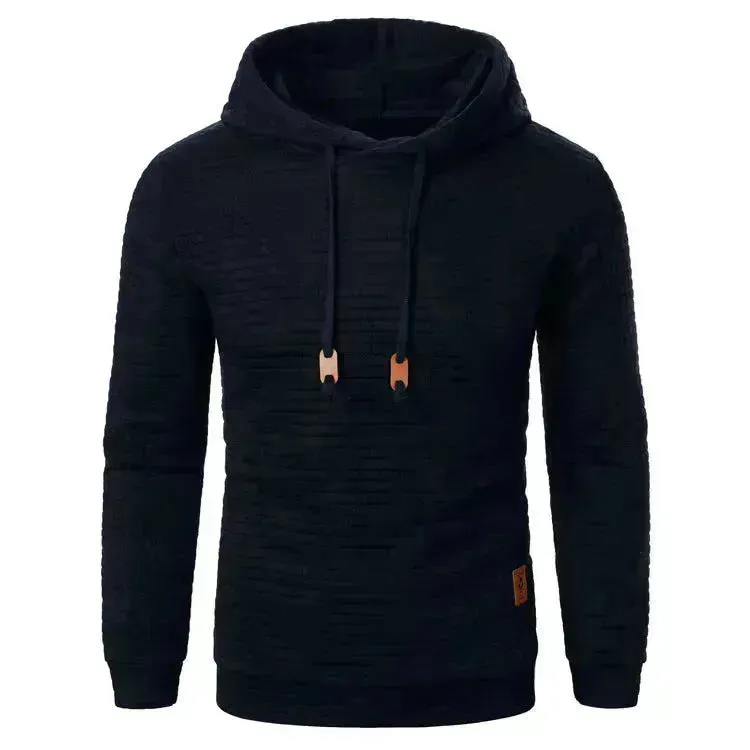 Men's Jacquard Sweatshirt Long-sleeved Hoodie Warm Color  Sports Pullover Top