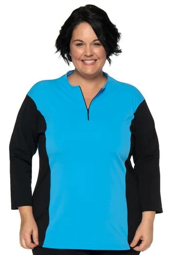 Multi Exercise Plus Size Zippered Swim Top - Chlorine Proof