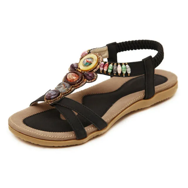 OCW Bohemian Sandals For Women Elastic Straps Massaging Insole Colorful Summer