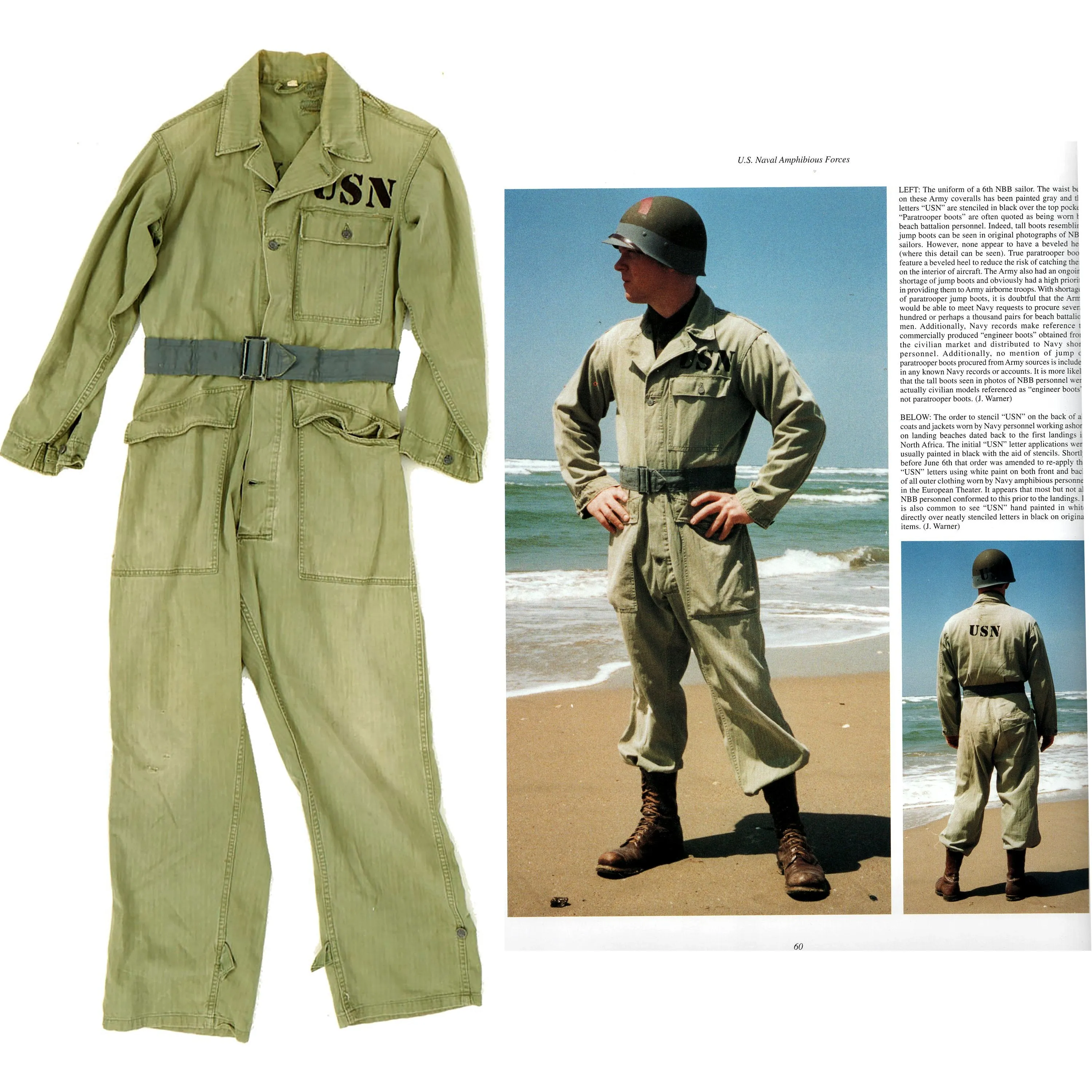 Original U.S. WWII Navy USN 6th Naval Beach Battalion Painted Coveralls - As Seen in Book