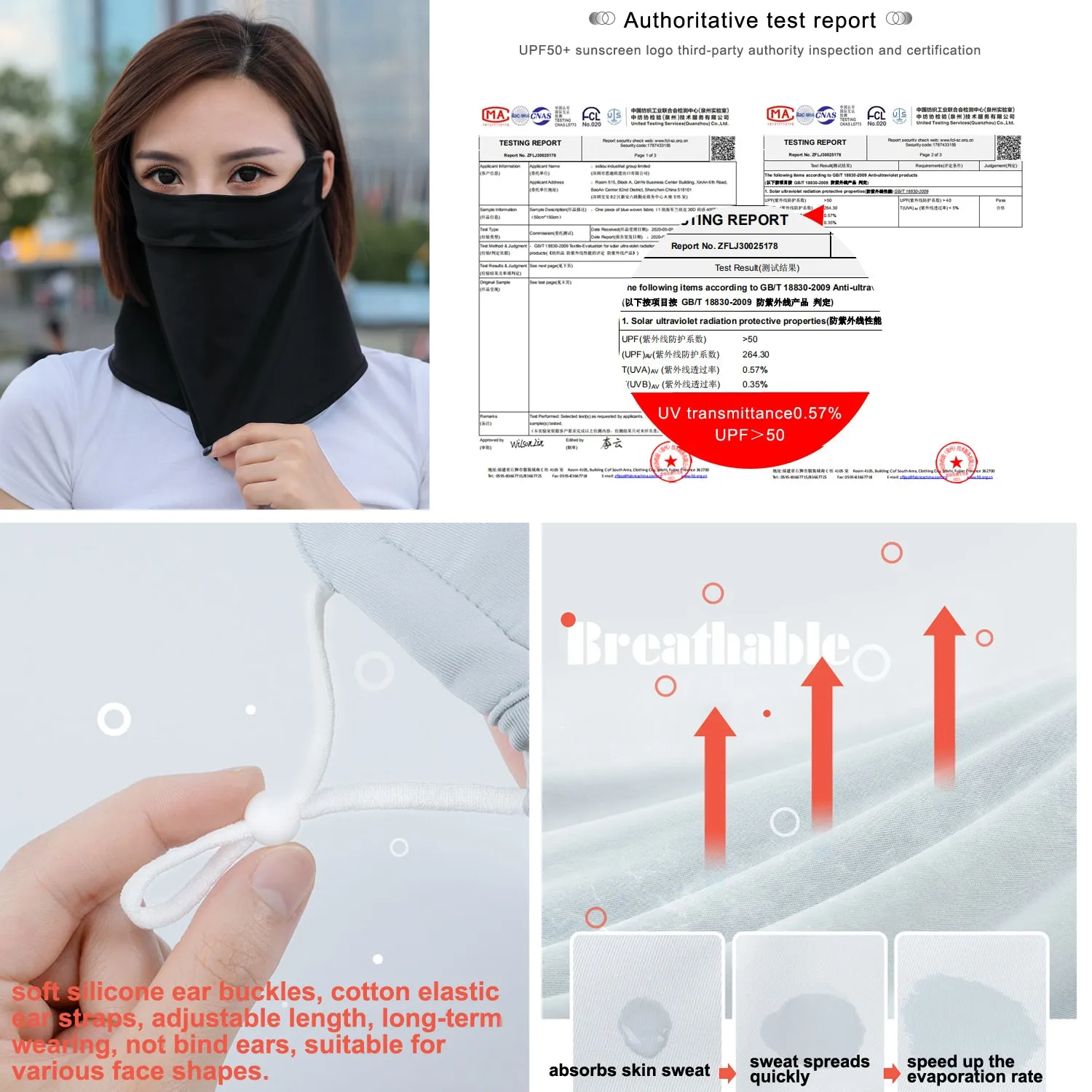 Sidiou Group Anniou Summer UPF 50  Anti UV Dust Face Cover Cool Ice Silk Breathable Perspiration Sunscreen Headwear for Motorcycle Running