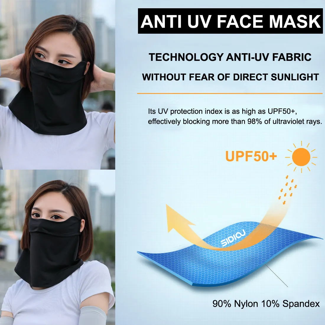 Sidiou Group Anniou Summer UPF 50  Anti UV Dust Face Cover Cool Ice Silk Breathable Perspiration Sunscreen Headwear for Motorcycle Running