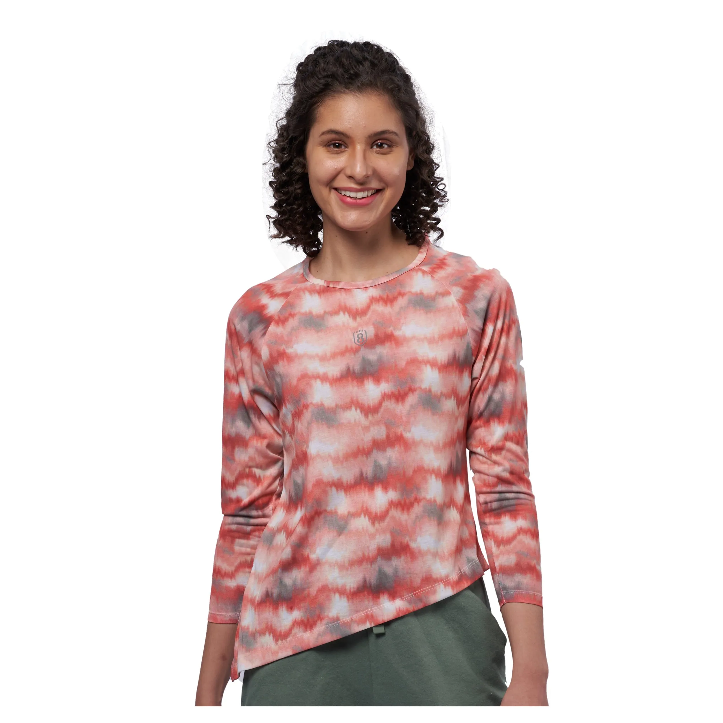 Women's Tie-Dye Raglan Full sleeve Asymmetrical Top